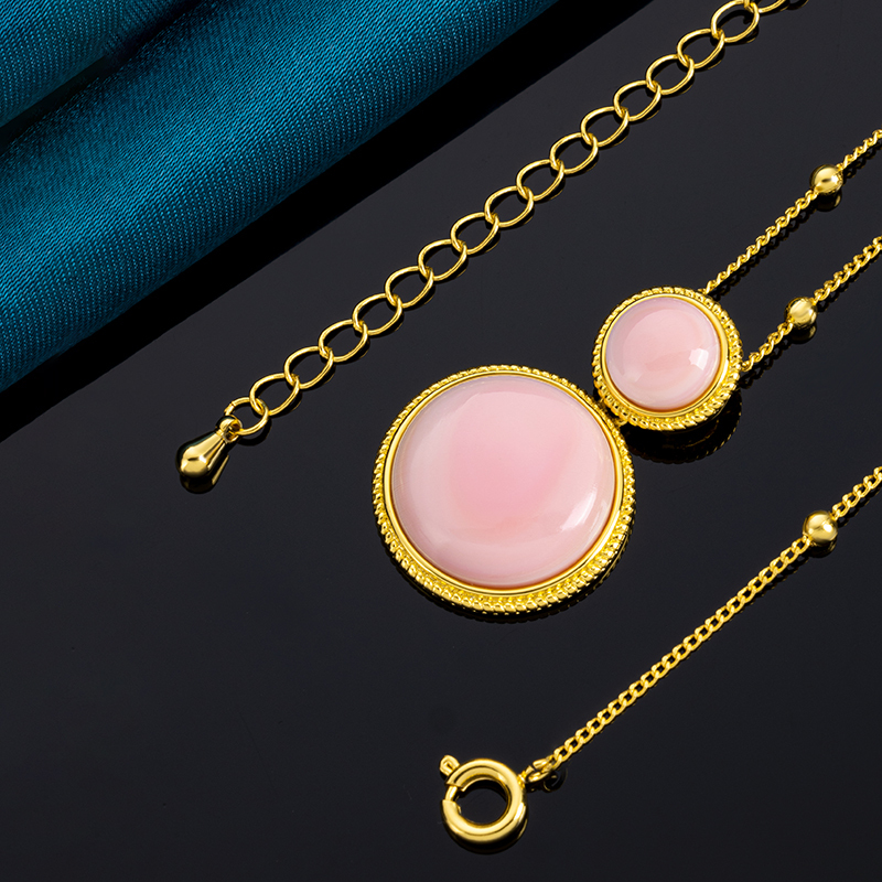 Natural Queen Conch Pink Round Necklace - Elegant Women's Collar Chain