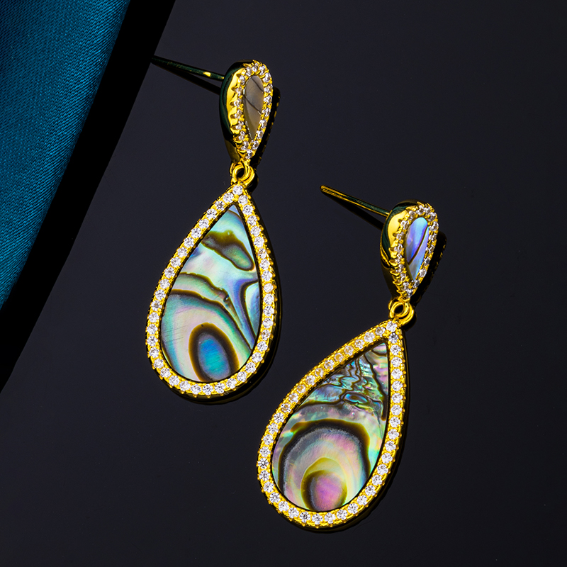 Bestselling Teardrop Abalone Stud Earrings - Iridescent