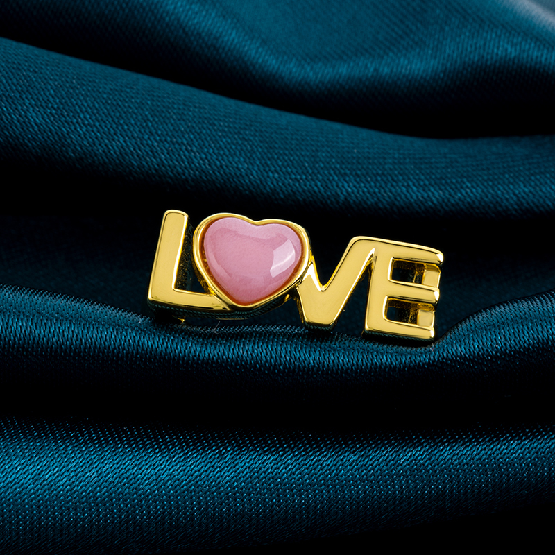 Natural Queen Conch Heart Ring with "Love" Engraved