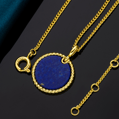 Geometric Lapis Lazuli Disc Necklace - Vintage