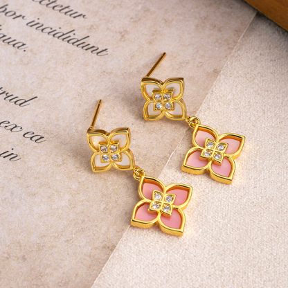 Royal Four-Leaf Earrings: Vintage Gold, Luxe Feminine Drops