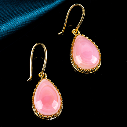 Regal Teardrop Earrings - Queen Conch Crown, Delicate European Hooks