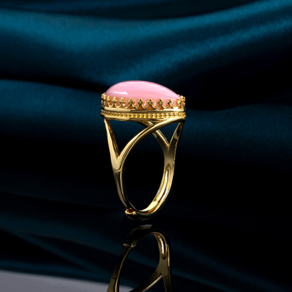 Natural Queen Conch Pink Teardrop Ring for Women