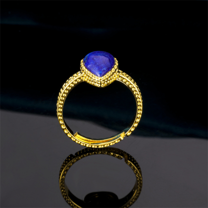 Adjustable Lapis Lazuli Teardrop Ring – A Crown Jewel for the Unconventional