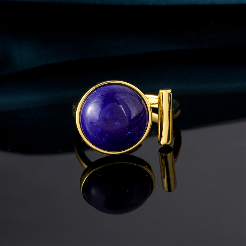 Lapis Lazuli Inlay Circular Band – Instagram-Worthy Adjustable Statement Jewelry