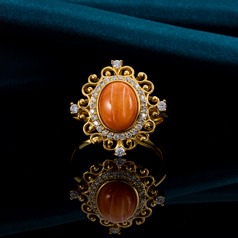 French Vintage Spiny Oyster Ring – Natural Shell Statement Jewelry for Women