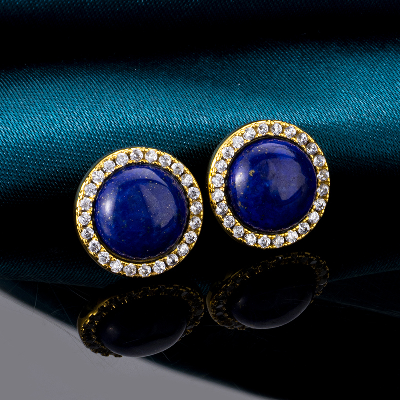 Natural Lapis Lazuli Gold-Plated Hoop Earrings - Timeless Luxury Jewelry with Versatile Elegance (Premium Everyday Accessories)