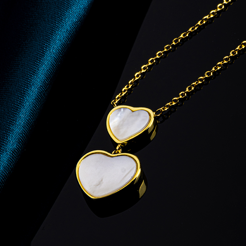 French-Style Romantic Double Heart Necklace