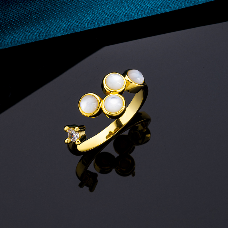 Iridescent Shell Adjustable Ring - Boho Lightweight Gift