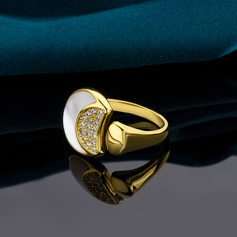 Gleaming Moon & Stars Mother-of-Pearl Ring