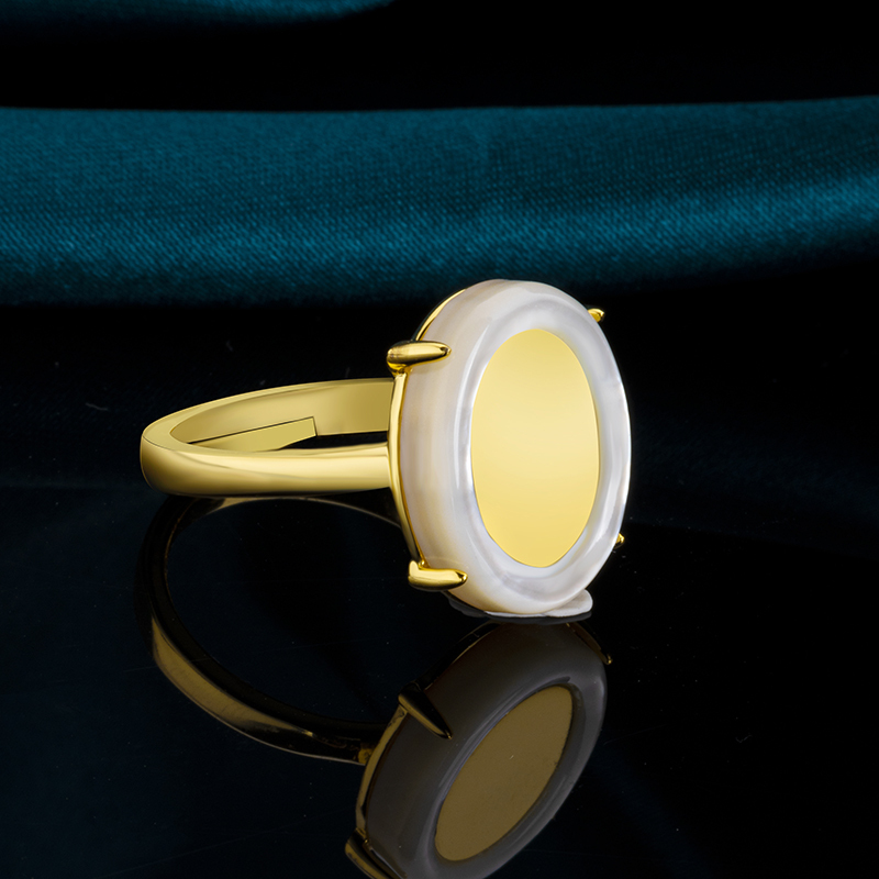 18K Gold Plated Oval Statement Ring