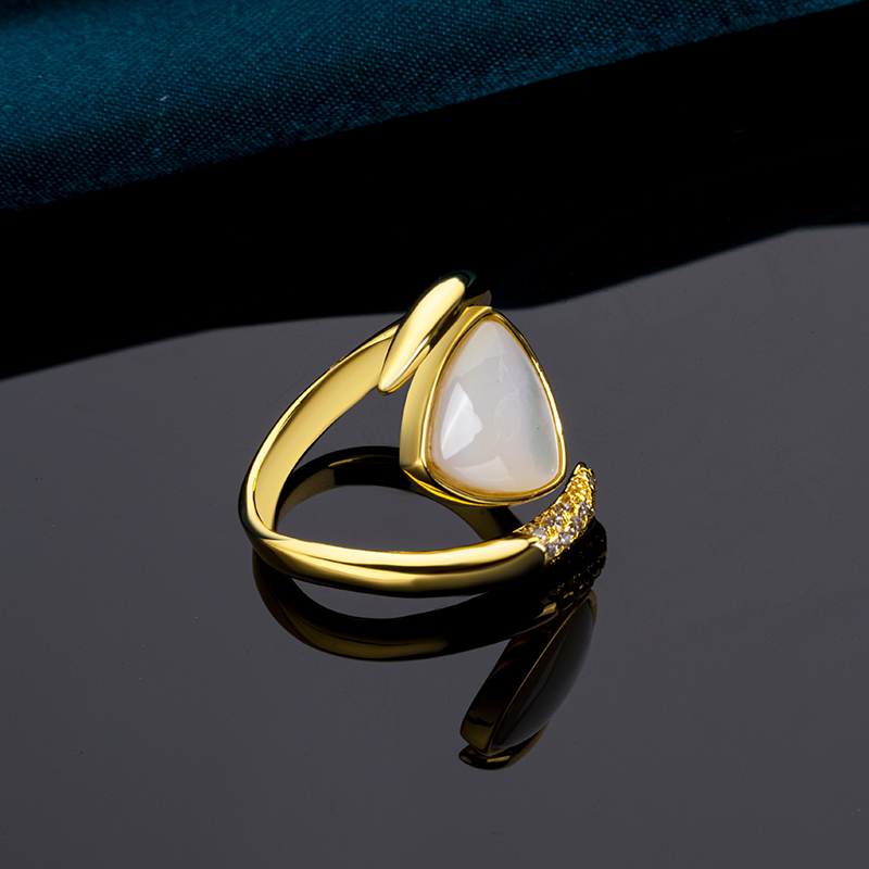 Playful Triangle Mother-of-Pearl Ring