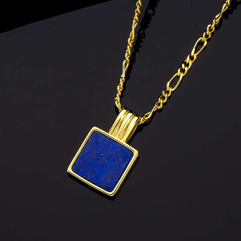  Celebrity Inspired Lapis Lazuli Square Necklace