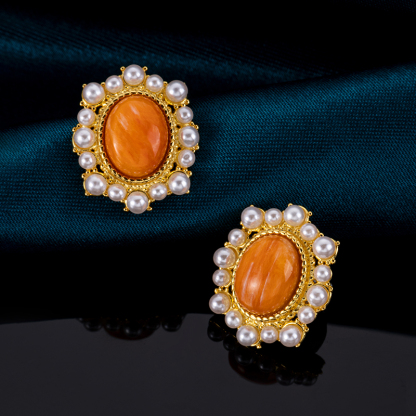 Natural Spiny Oyster Ear Studs – French Vintage Style Shell Jewelry,  Luxury Earrings