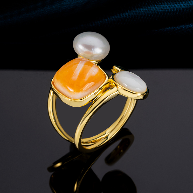 Natural Spiny Oyster Ring Women – Fashion Freshwater Pearl Jewelry, Ethical Shell Gift