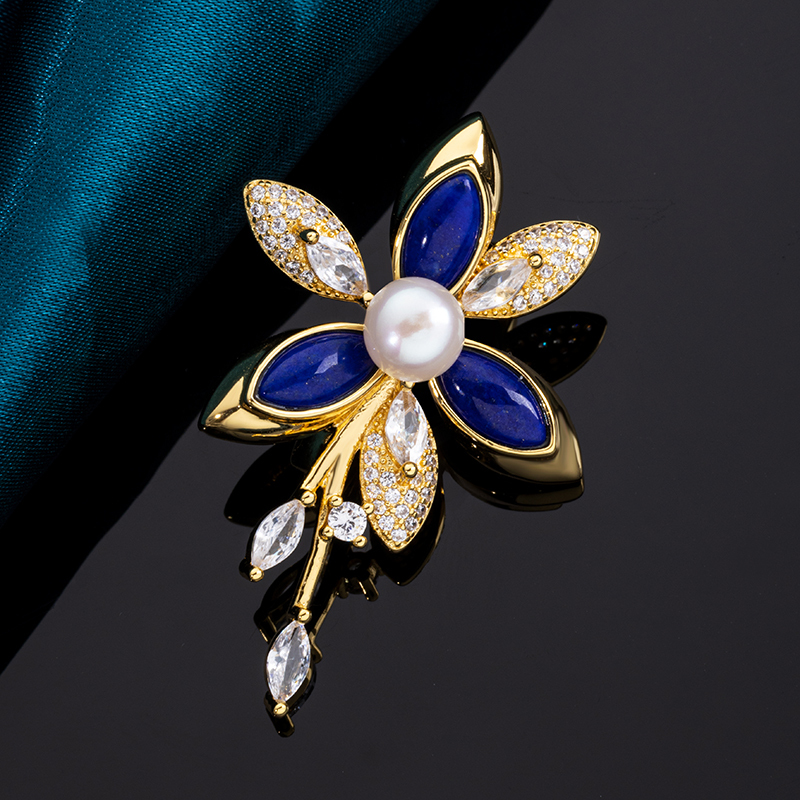 Luxury Lapis Floral Brooch | EU Bestseller