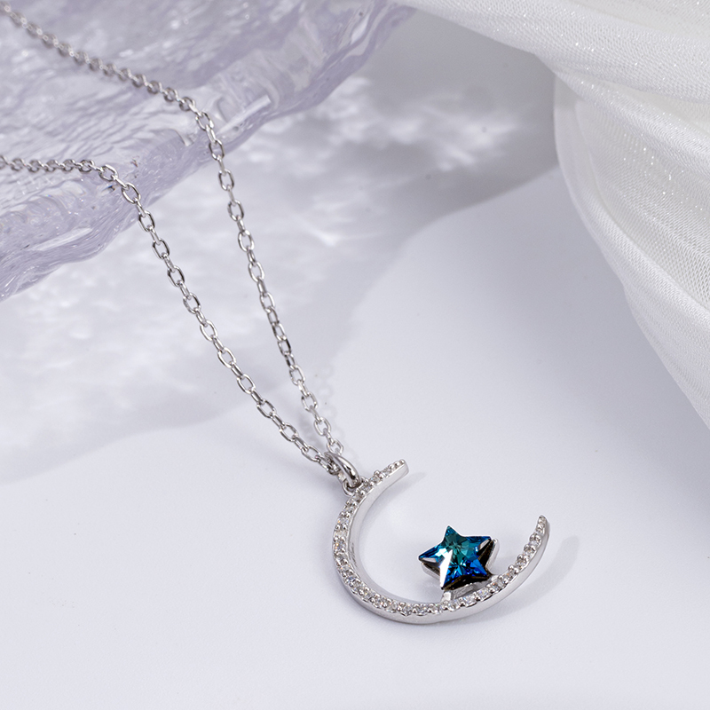 S925 Star Moon Necklace - Celestial Sterling Silver Jewelry