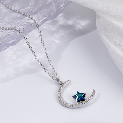 S925 Star Moon Necklace - Celestial Sterling Silver Jewelry