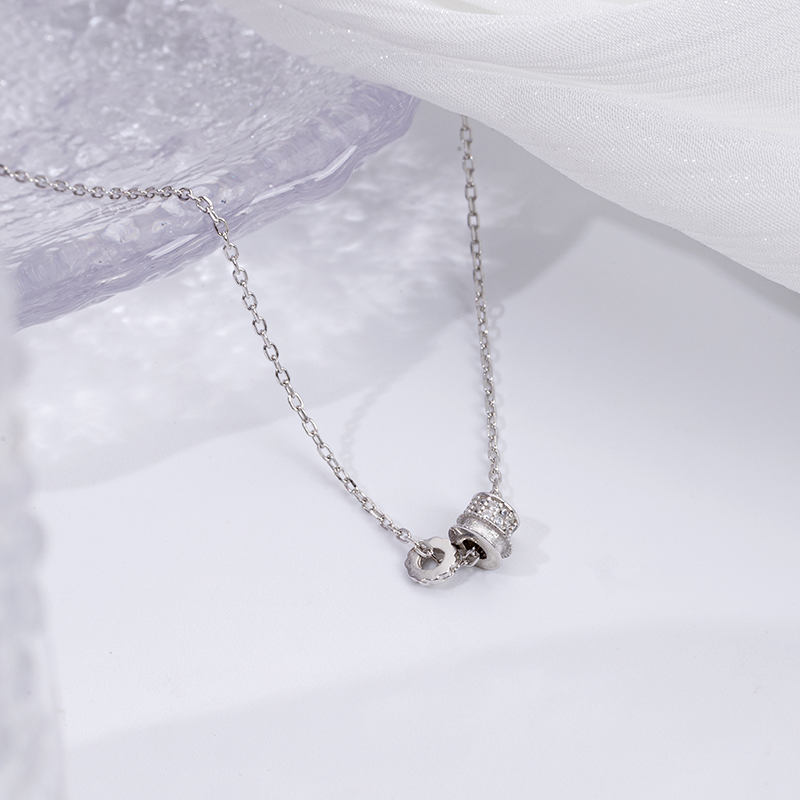 925 Sterling Silver Hoop Necklace - Crystal Circle Jewelry