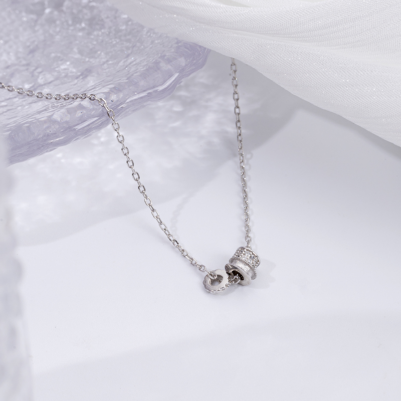 925 Sterling Silver Hoop Necklace - Crystal Circle Jewelry