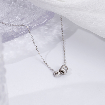 925 Sterling Silver Hoop Necklace - Crystal Circle Jewelry