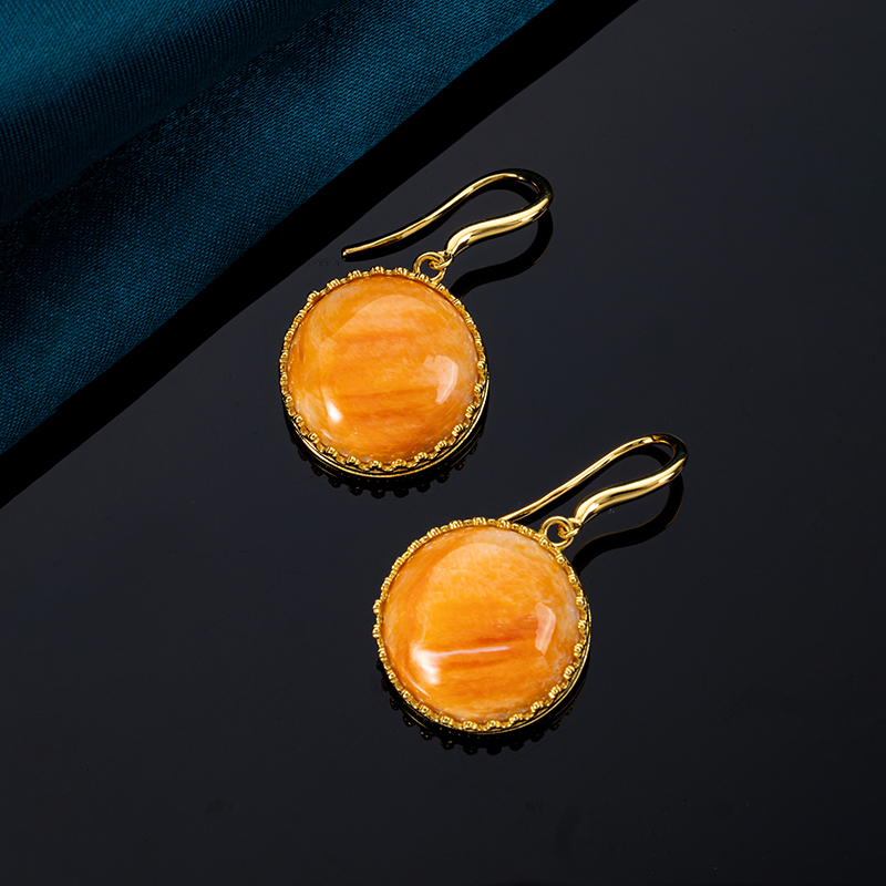 Orange Spiny Oyster Shell Round Earrings – Vibrant Elegance & Organic Glow