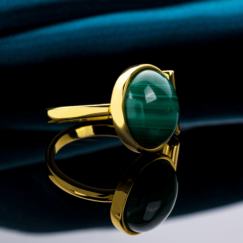 Vintage Round Natural Malachite Ring