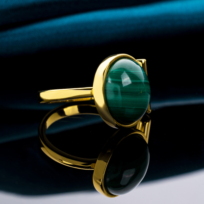 Vintage Round Natural Malachite Ring