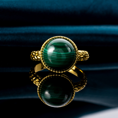 Classic Lava Texture Malachite Ring