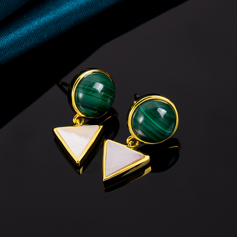 Korean Minimalist Malachite Pendant Necklace