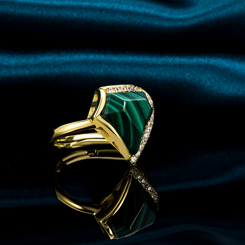 Chic Openable Natural Malachite Statement Jewelry