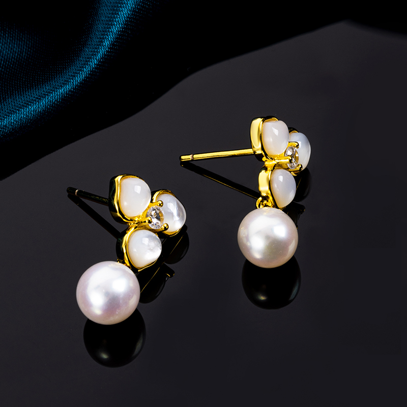 Natural Mother of Pearl & Freshwater Pearl Petal Earrings