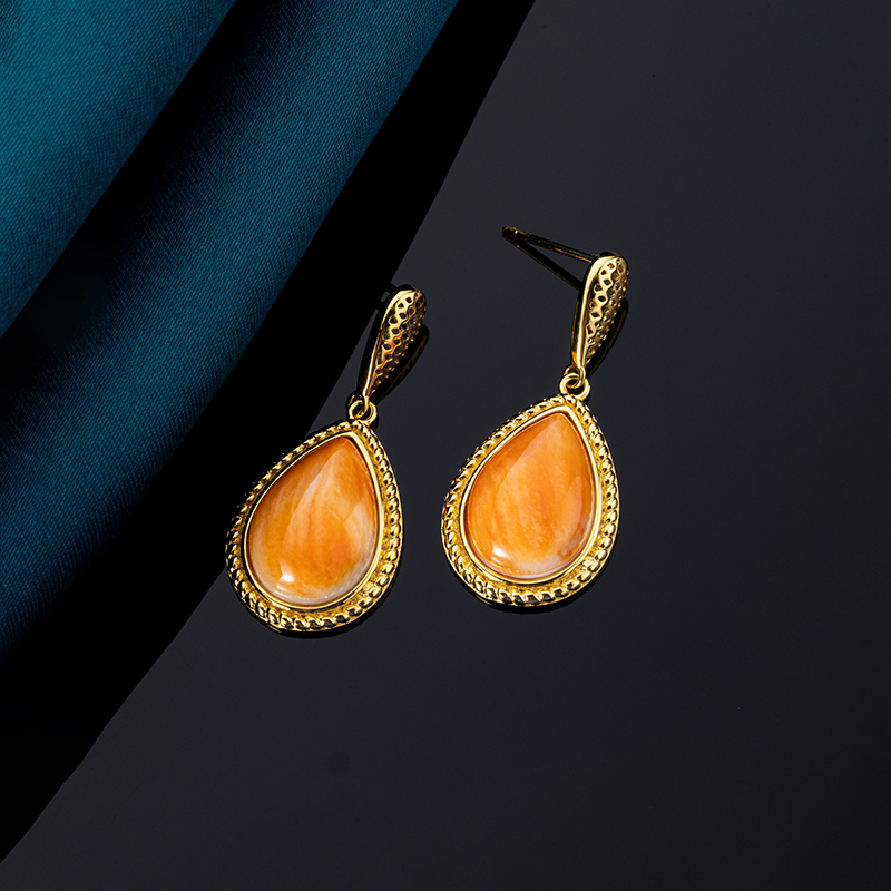 2025 New Arrival: Vintage-Inspired Teardrop Earrings in Natural Spiny Oyster Shell – Exquisite Stud & Drop Styles for Qipao, Hanfu & Cultural Ensembles