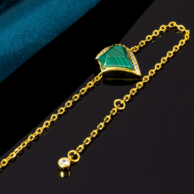 Triangular Malachite Bracelet – Artisan Geometric Chic