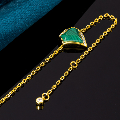 Triangular Malachite Bracelet – Artisan Geometric Chic