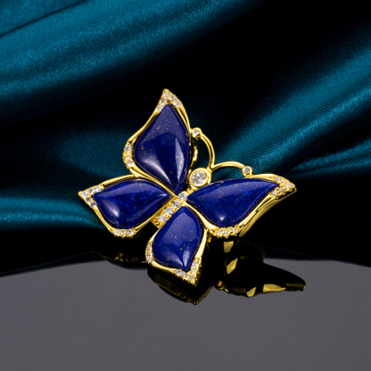 Natural Lapis Lazuli Butterfly Brooch