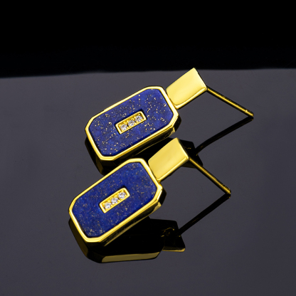 Celestial Lapis Lazuli Dangle Earrings