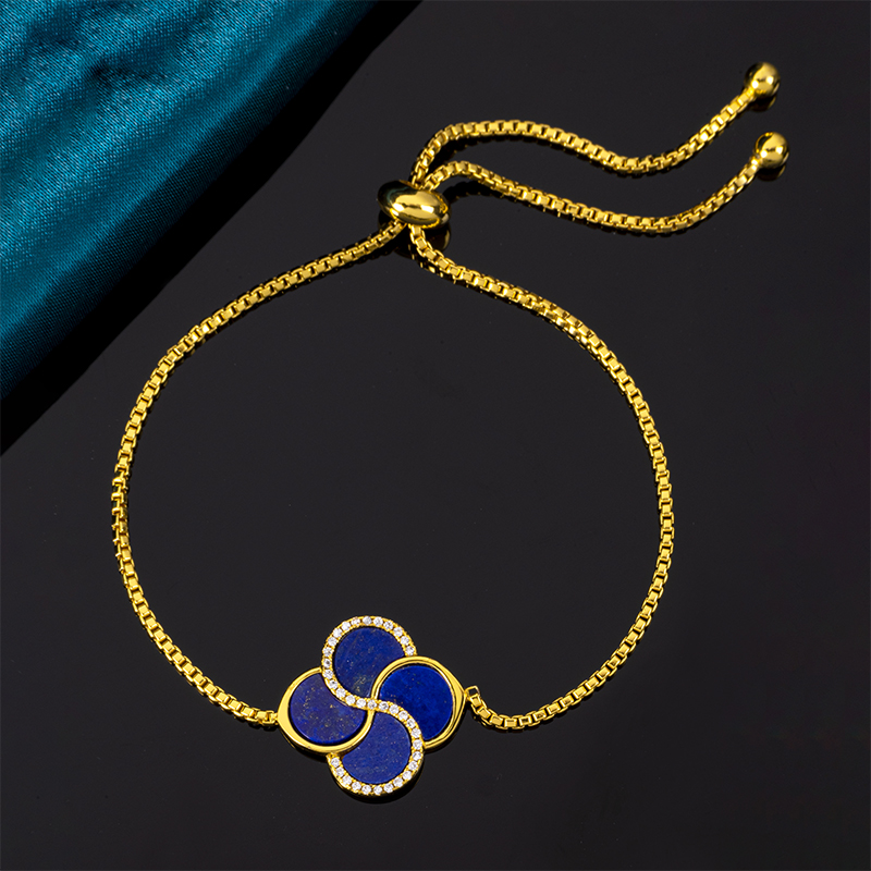 Natural Lapis Lazuli Clover Bracelet | Fashion Jewelry