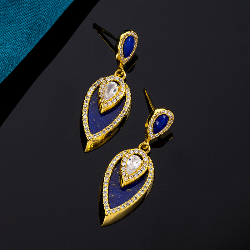 Elegant French Pear Earrings | Natural Lapis Lazuli