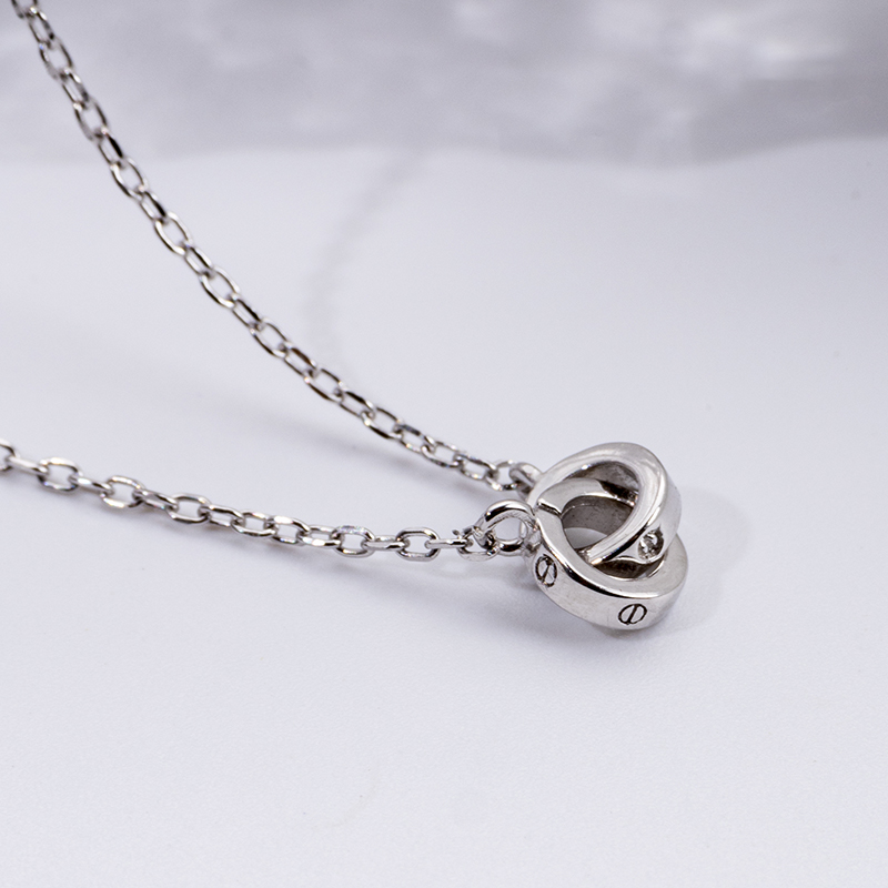 Sterling Silver Matching Double Ring Necklace