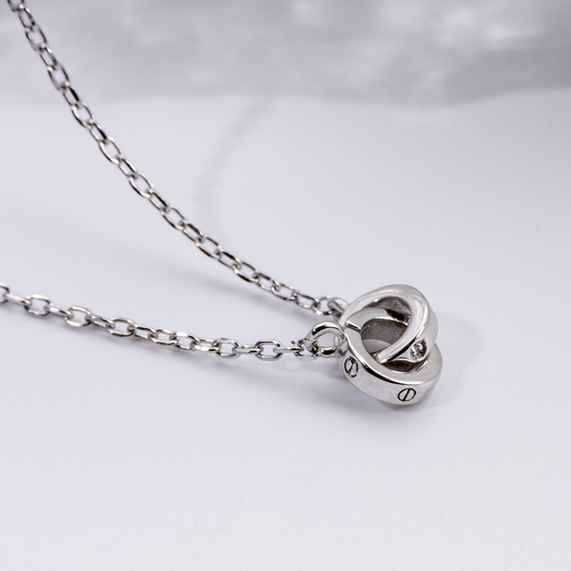 Sterling Silver Matching Double Ring Necklace