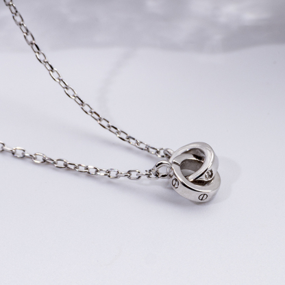 Sterling Silver Matching Double Ring Necklace