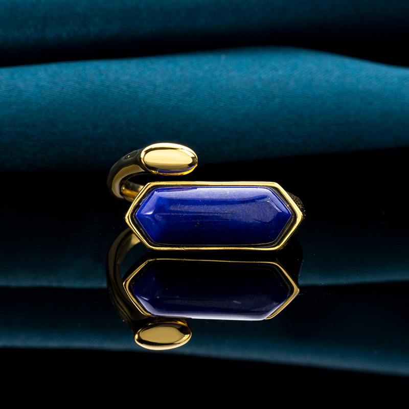 Natural Lapis Lazuli Ring - 18K Gold Plated