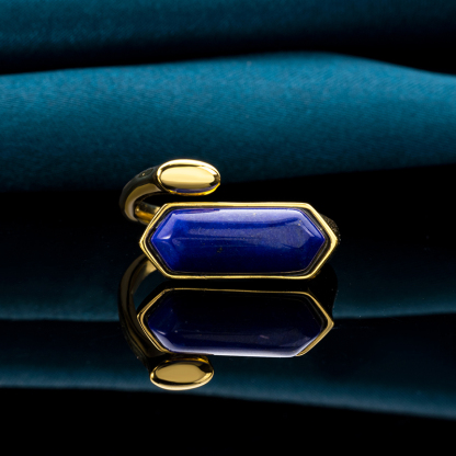 Natural Lapis Lazuli Ring - 18K Gold Plated