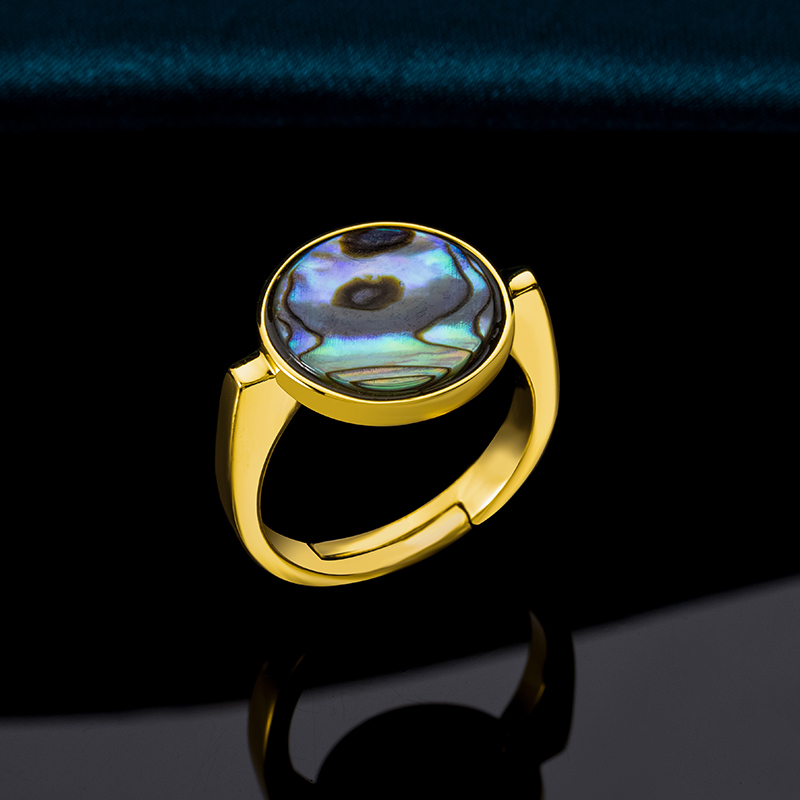 Natural Abalone Ring | Minimalist Circle Design