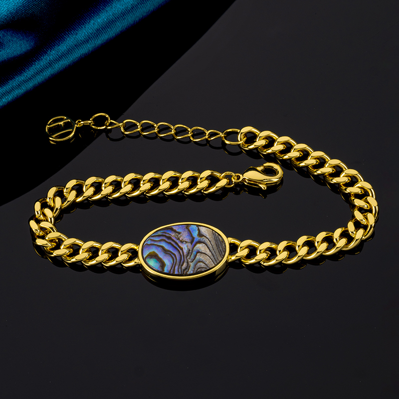 Abalone Cuban Link Bracelet | Rainbow Luster