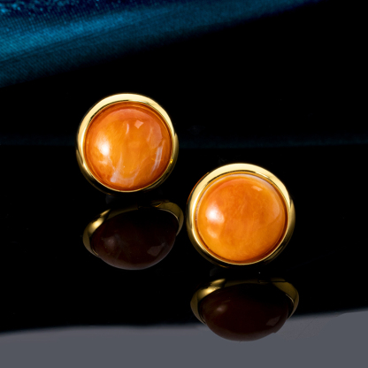 Elegant Natural Spiny Oyster Round Earrings - Versatile Everyday Shell Jewelry