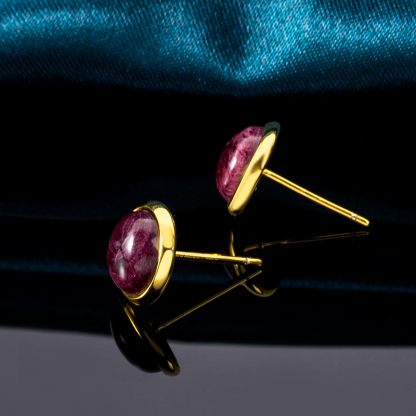 Minimalist Purple Spiny Oyster Stud Earrings