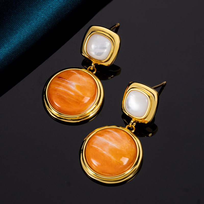 Baroque French Court Earrings | Natural Spiny Oyster Shell Jewelry | Hand-Forged Vintage Elegance