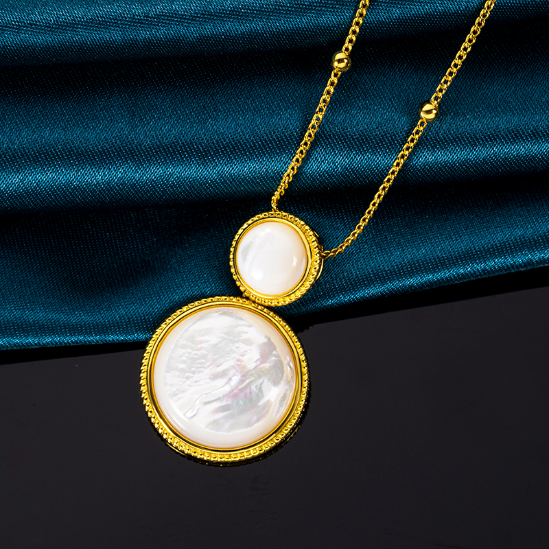 Minimalist Classic White MOP Double Circle Pendant